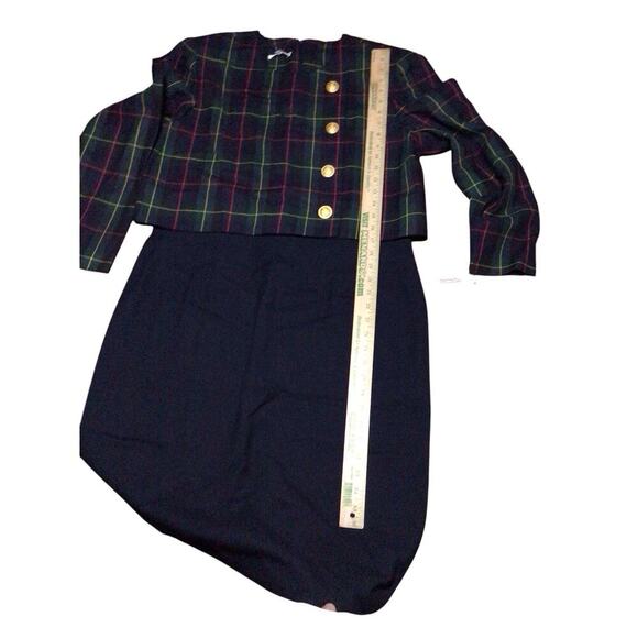 Vintage Talbots Wool Blend Navy Plaid Dress Suit Size 16 Formal Business Career - Picture 10 of 16